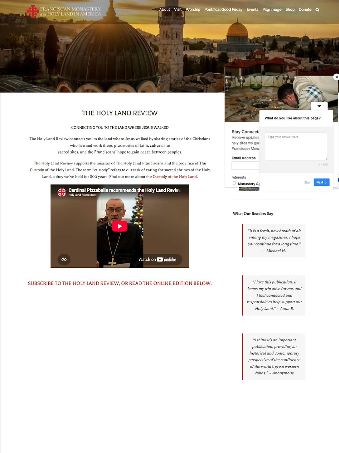 Holy Land Review website snapshot